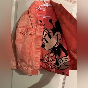 Disney Coral Denim Jacket with Minnie Graphic Tee Set
